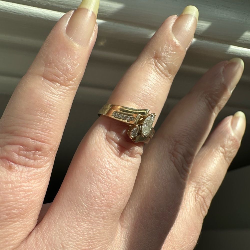 Engagement Wedding Ring set 14K GOLD - Picture 4 of 10